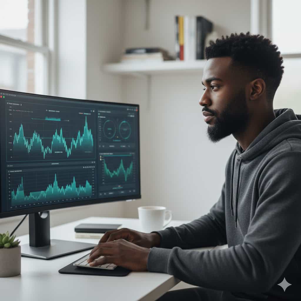 person working on project on computer
