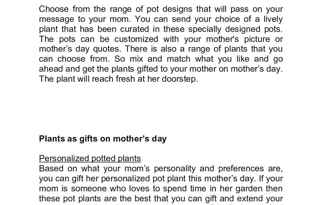 Gift Plants This Mother’s Day